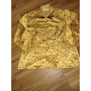 Vintage Street Fashion Satín Button Shirt Floral,Dragón L Collared L 3/4 Sleeve